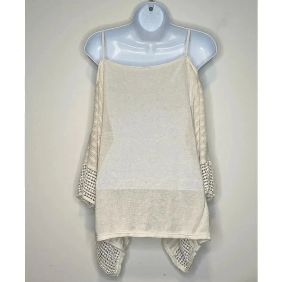 Free People Oversized Dolman Sleeve Crochet Style Top Cream SIZE S - Picture 2 of 7